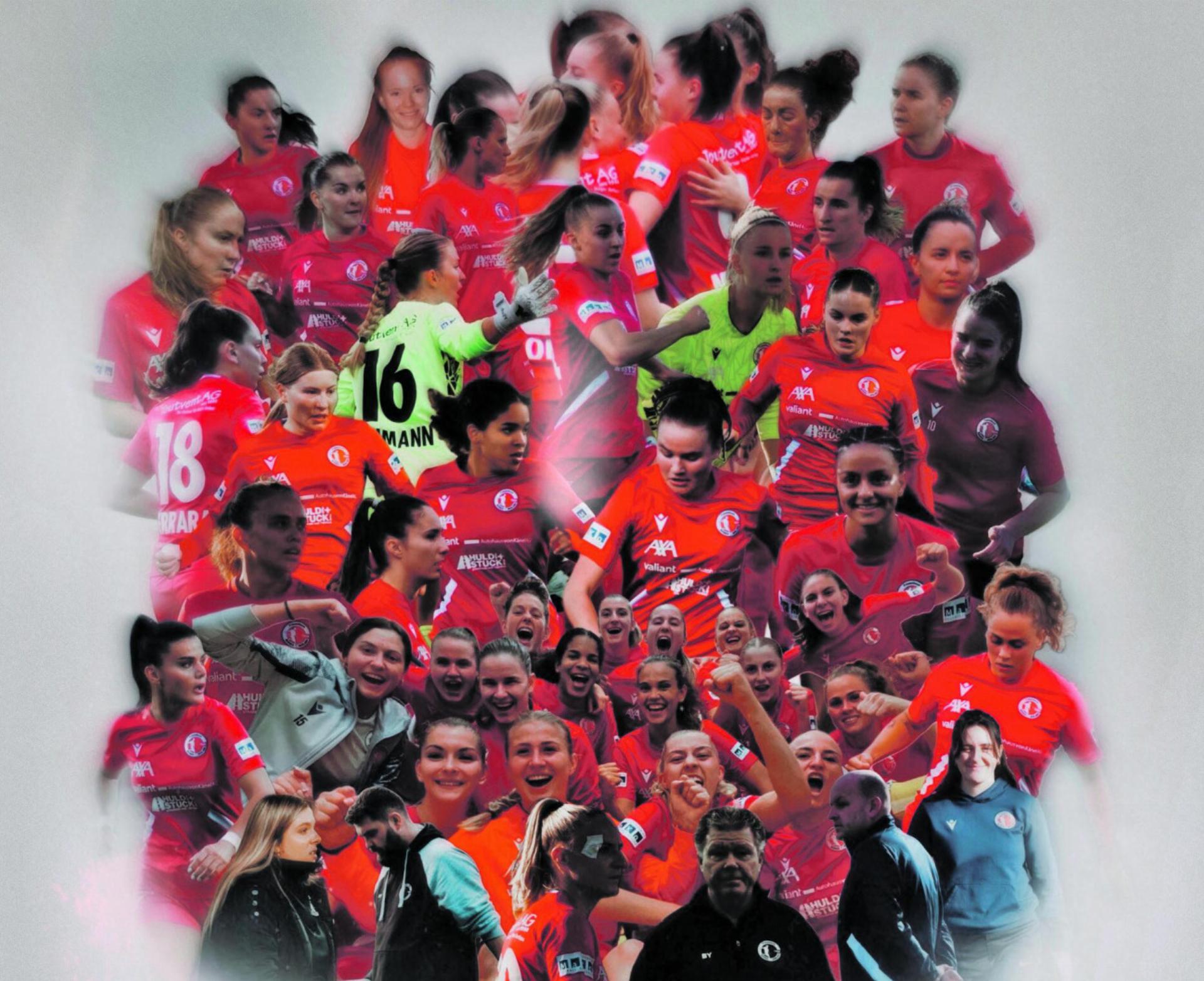 Freude bei den Thuner Frauen nach dem sichergestellten Ligaerhalt. Bild: Yannis Lüthi