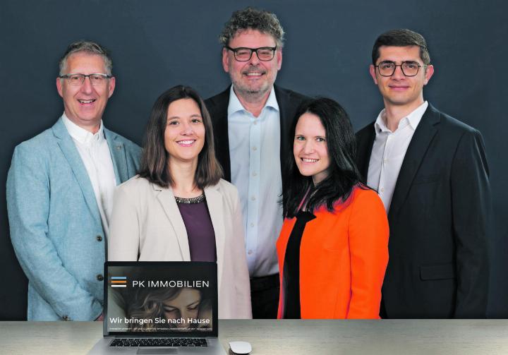 Das Team der PK Immobilien AG: (v.l.n.r.) John Zahm, Larissa Linder, Marc Zahnd, Daniela Ziegler und Arian Avdija. Bilder: zvg