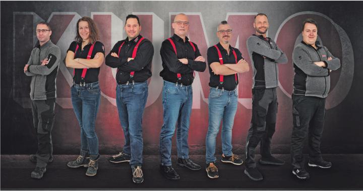 Das A-Team der KUMO Thun GmbH: Geschäftsführer Silvan Moser (Dritter von links) und sein Team vereinen Expertise für Siebträgermaschinen, Vollautomaten und hochwertige Haushaltgeräte – von der Beratung bis zum Service. Bilder: zvg