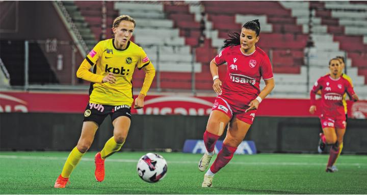 Die Thuner Frauen wehrten sich auch gegen die YB Frauen mit vollenm Einsatz, verloren die Partie aber trotzdem. Bilder: Levin Anneler