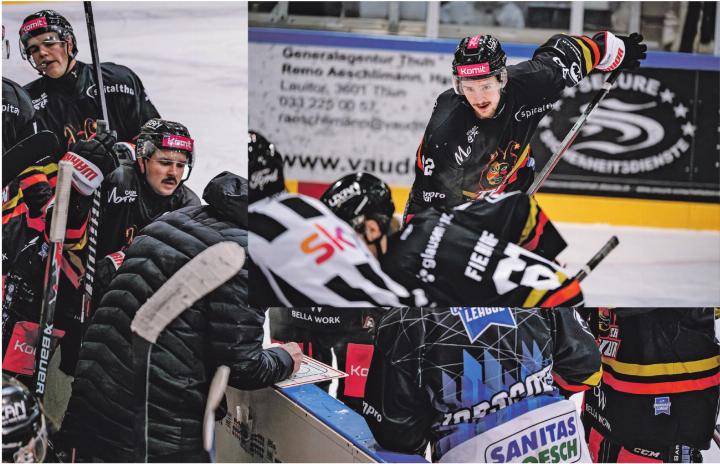 Die Spieler hören beim Timeout Cheftrainer Daniel Steiner aufmerksam zu. Bild: May Garessus
