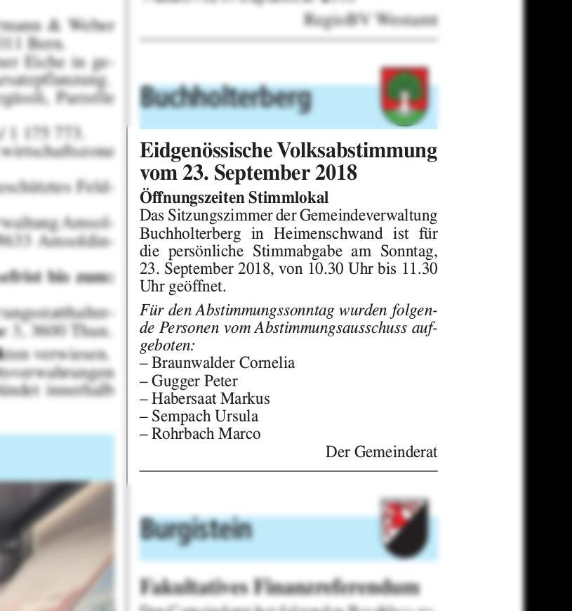 Eidgenossische Volksabstimmung Vom 23 September 2018 Thuner