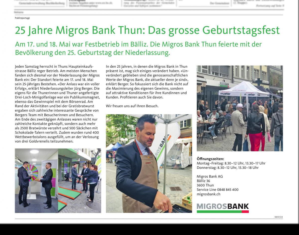 25 Jahre Migros Bank Thun Das Grosse Geburtstagsfest Thuner Amtsanzeiger